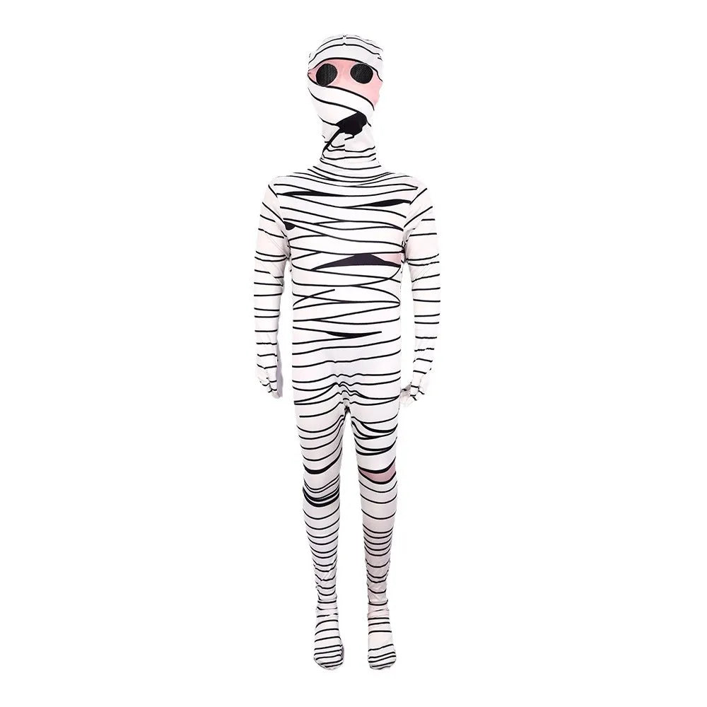 Halloween Mummy Jumpsuit Wounded Cosplay Costume Kid Adult Bodysuit Kid Adult Outfit Funny Zentai Day of The Dead Clothing