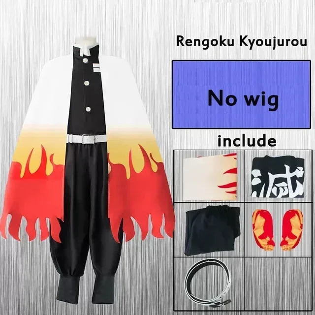 2025 Halloween Anime Rengoku Kyoujurou Cosplay Custume Kimono Wig Uniforms Adult Kids Party Halloween Gift Dress