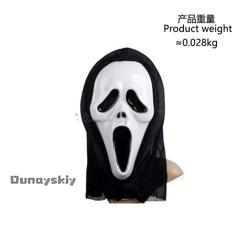 {Anna zhang Online}Scream GhostFace Cosplay Costume Children Fancy Dress Skull Mask Black Long Robe Halloween Party  Adult Kid
