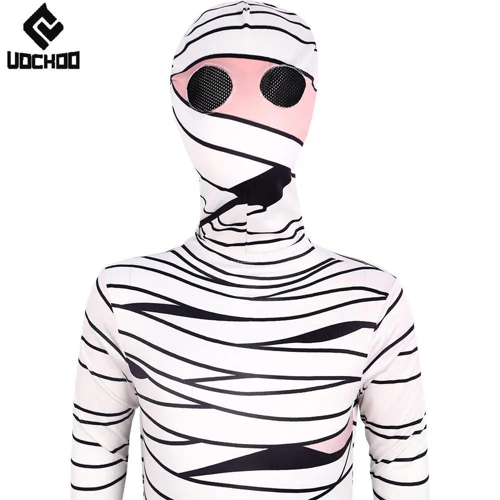 Halloween Mummy Jumpsuit Wounded Cosplay Costume Kid Adult Bodysuit Kid Adult Outfit Funny Zentai Day of The Dead Clothing