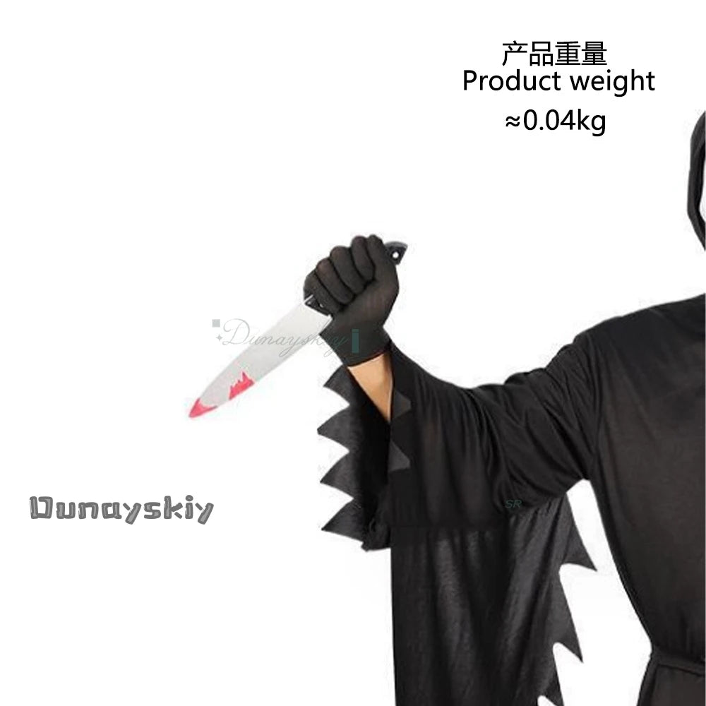 {Anna zhang Online}Scream GhostFace Cosplay Costume Children Fancy Dress Skull Mask Black Long Robe Halloween Party  Adult Kid