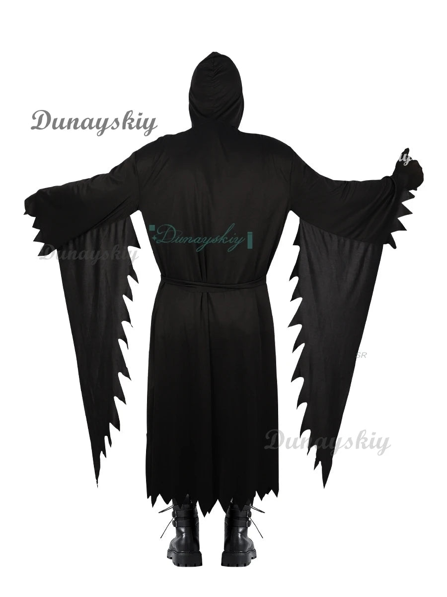 Scream GhostFace Cosplay Costume Skull Mask Black Long Robe Halloween Horror Party Adult Kid Fancy Dress