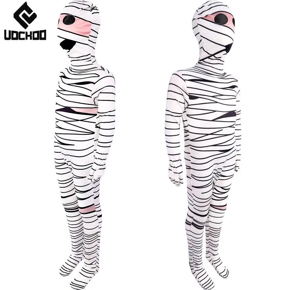 Halloween Mummy Jumpsuit Wounded Cosplay Costume Kid Adult Bodysuit Kid Adult Outfit Funny Zentai Day of The Dead Clothing