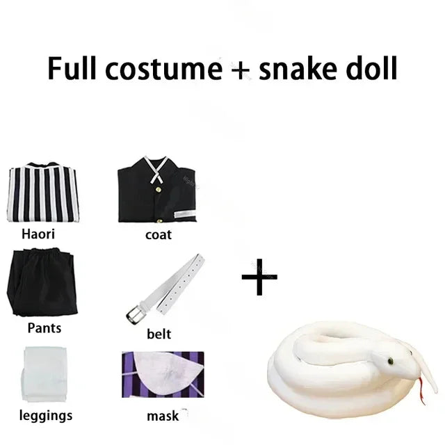 Anime Demon Slayer Kimetsu No Yaiba Iguro Obanai Haori Kimono Cosplay Costume Wig White Snake Props Halloween Costume Adult Kids