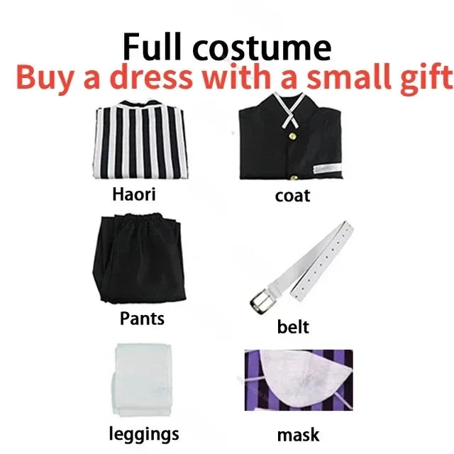 Anime Demon Slayer Kimetsu No Yaiba Iguro Obanai Haori Kimono Cosplay Costume Wig White Snake Props Halloween Costume Adult Kids