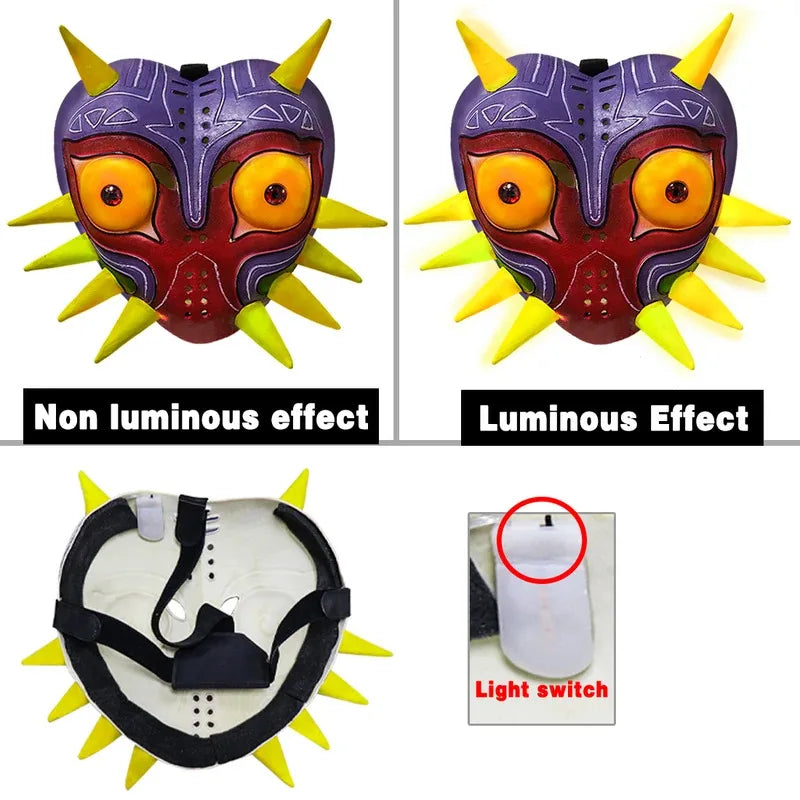 P-Jsmen The Legend of Zelda Majora Led Mask Game Cosplay Latex Face Cover for Adults Kids Halloween Cosplay Props