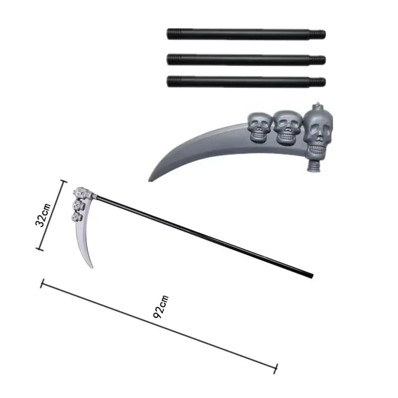 Adults Halloween Scythe Gloves Reaper Costume Set with Skull Mask Hooded Robe Blood Drip Mask for Kids Unisex Party Cosplay