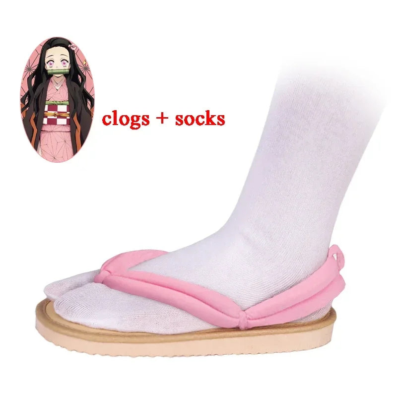 Anime Kamado Nezuko Cosplay Costume  Costumes Kimono Haori Wig Clogs Suit for Adult Kids Halloween