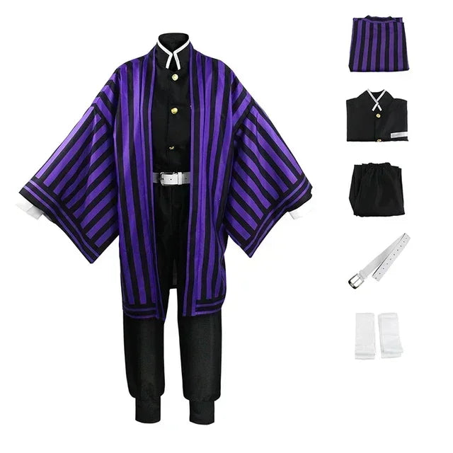 Anime Demon Slayer Kimetsu No Yaiba Iguro Obanai Haori Kimono Cosplay Costume Wig White Snake Props Halloween Costume Adult Kids