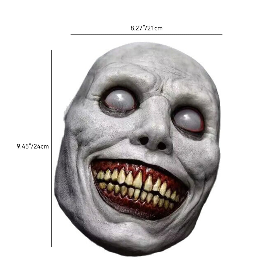 Horror Latex Mask Scary Smiles Demons Creepy Mask for Adult Kids Halloween Cosplay Costumes Carnival Party Props White Eye Masks