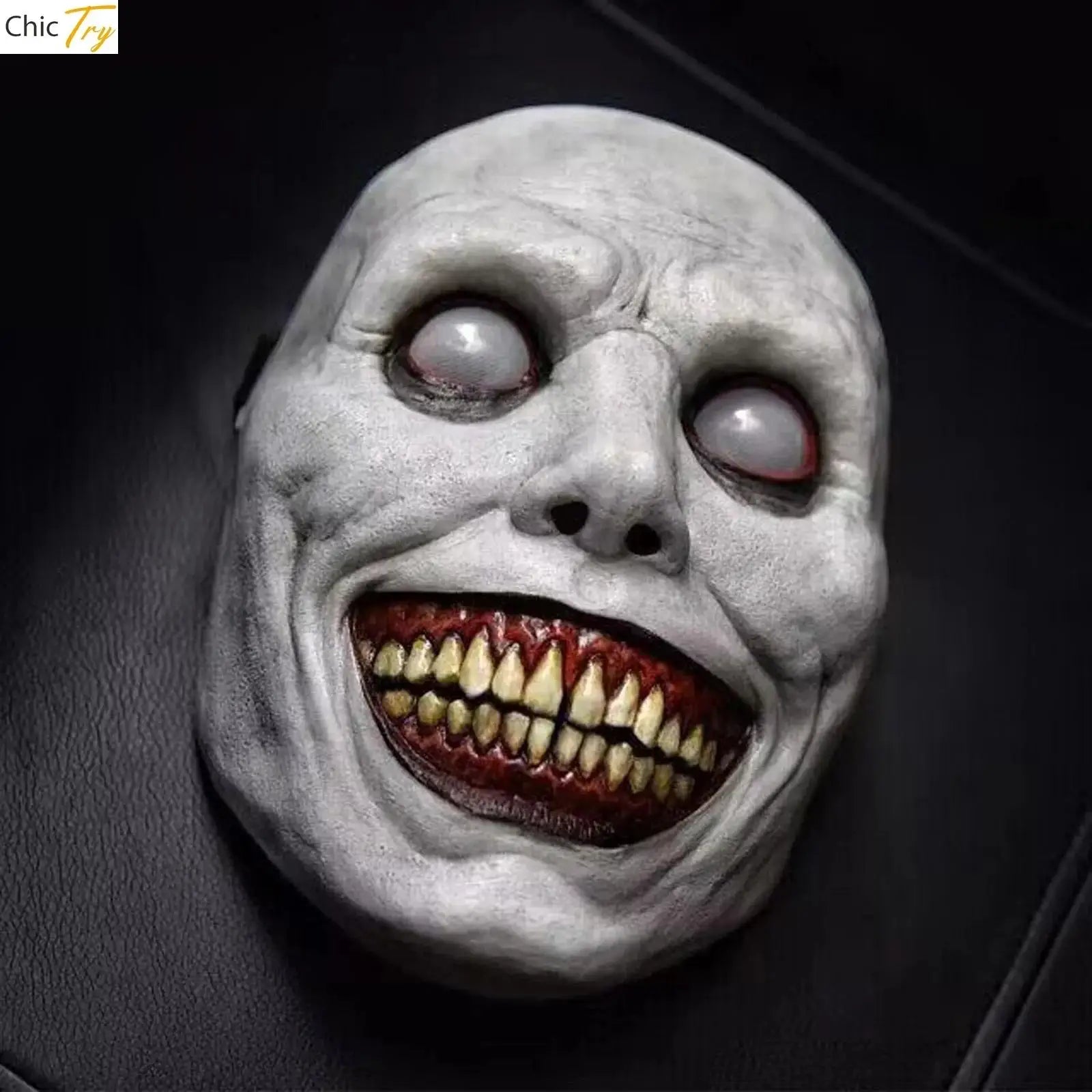Horror Latex Mask Scary Smiles Demons Creepy Mask for Adult Kids Halloween Cosplay Costumes Carnival Party Props White Eye Masks