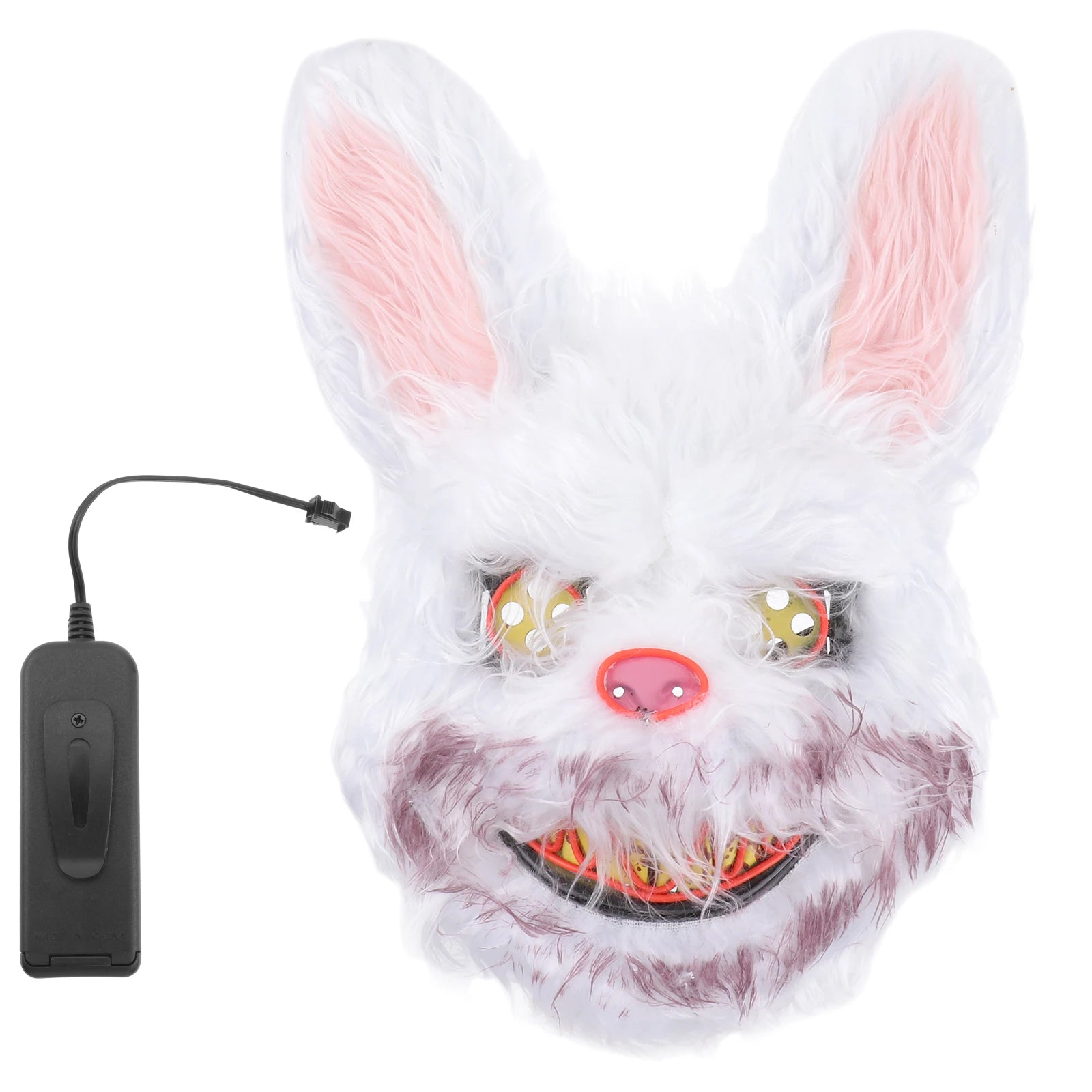 1pc Halloween Bunny Mask Adult Kids Rabbit Face Glowing Scary Costume Decor Creepy Masks for Party Stage Performance