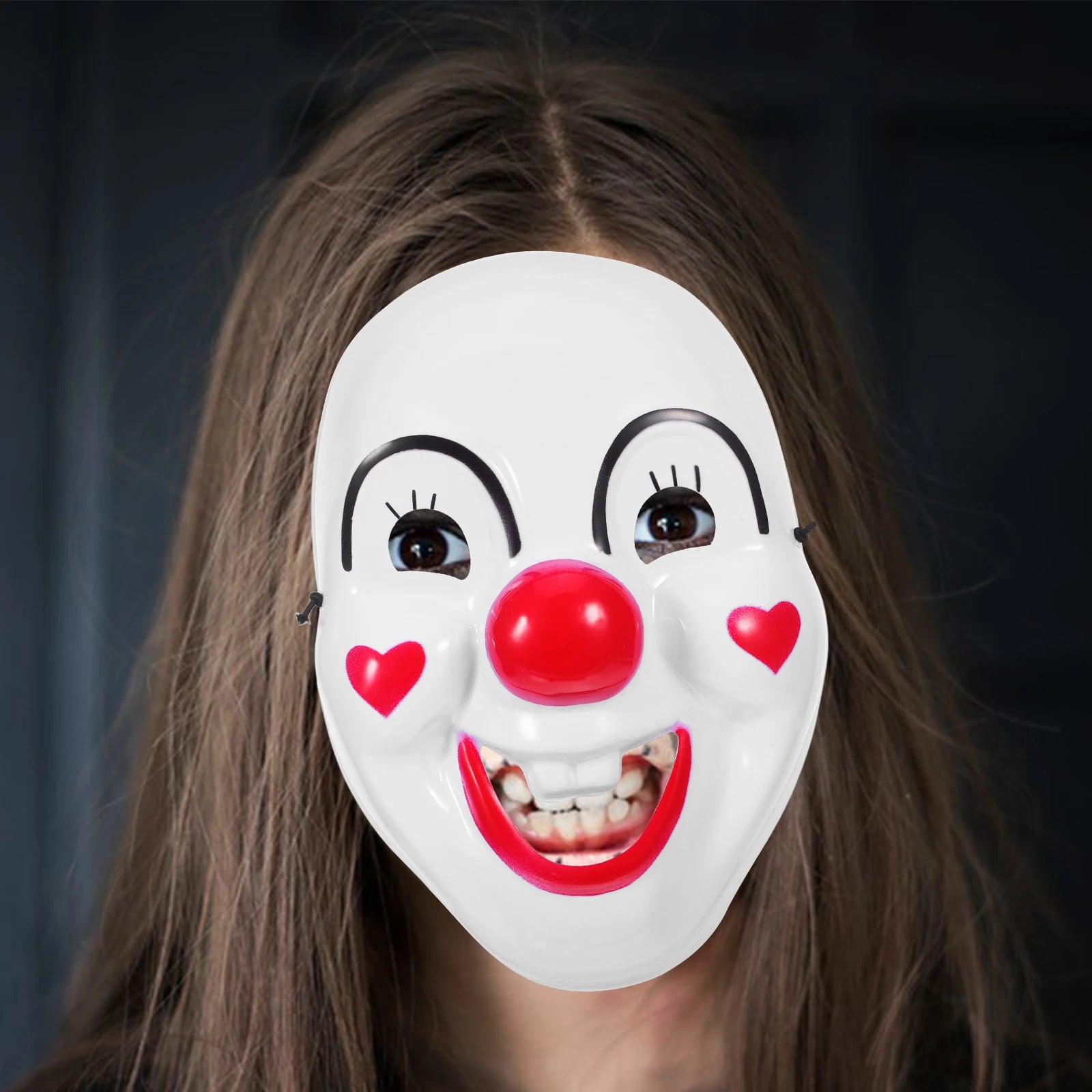 2pcs Clown Halloween Party Costume Prop Creepy Face For Cosplay Carnival Masquerade Scary Mask Adult Kids Reusable mask