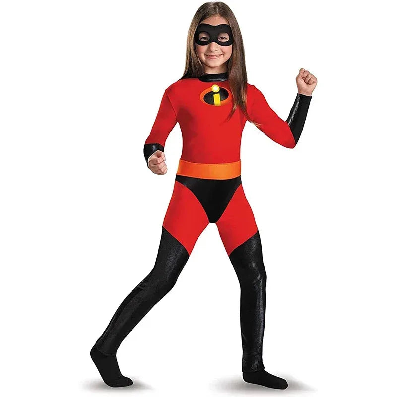 The Incredibles Costume Women Kids Incredibles Adult Child Red Jumpsuit Bodysuit Mask Suit Halloween Party Costumes for Women