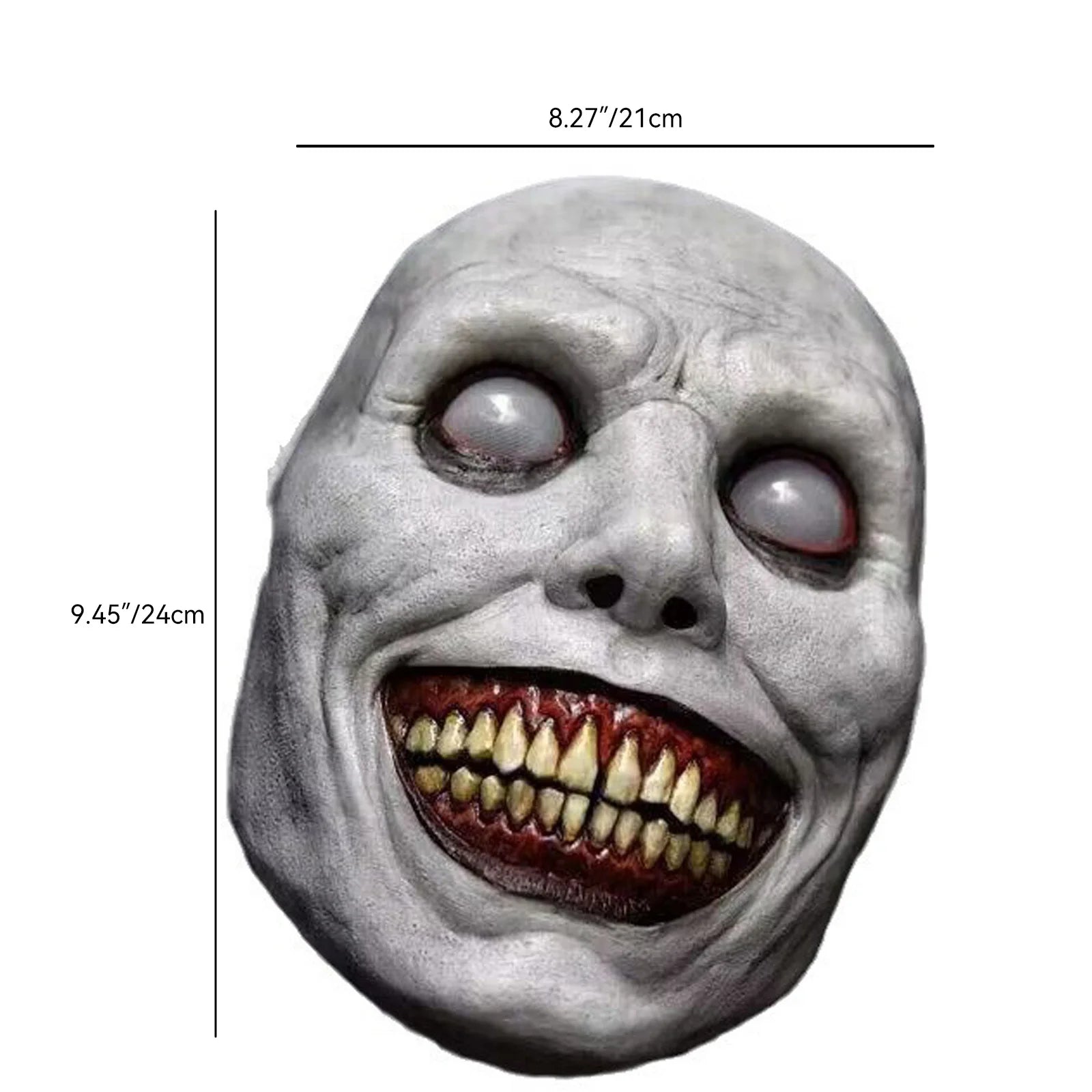 Horror Latex Mask Scary Smiles Demons Creepy Mask for Adult Kids Halloween Cosplay Costumes Carnival Party Props White Eye Masks